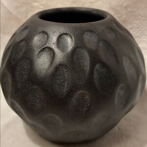 Black Pottery Textured Vase Signed/Dated 2005 Black Perfect Dimpled Flawless